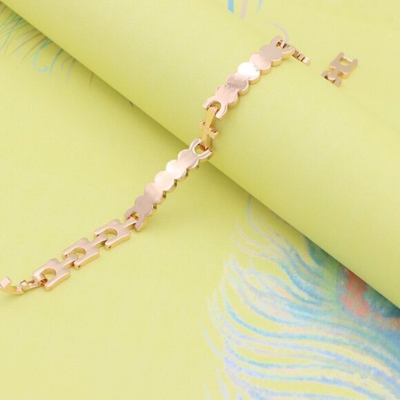 "Elegant Rose Gold Bracelet with Smooth Scalloped Link Design, XPBL0875 - Picture 3 of 13